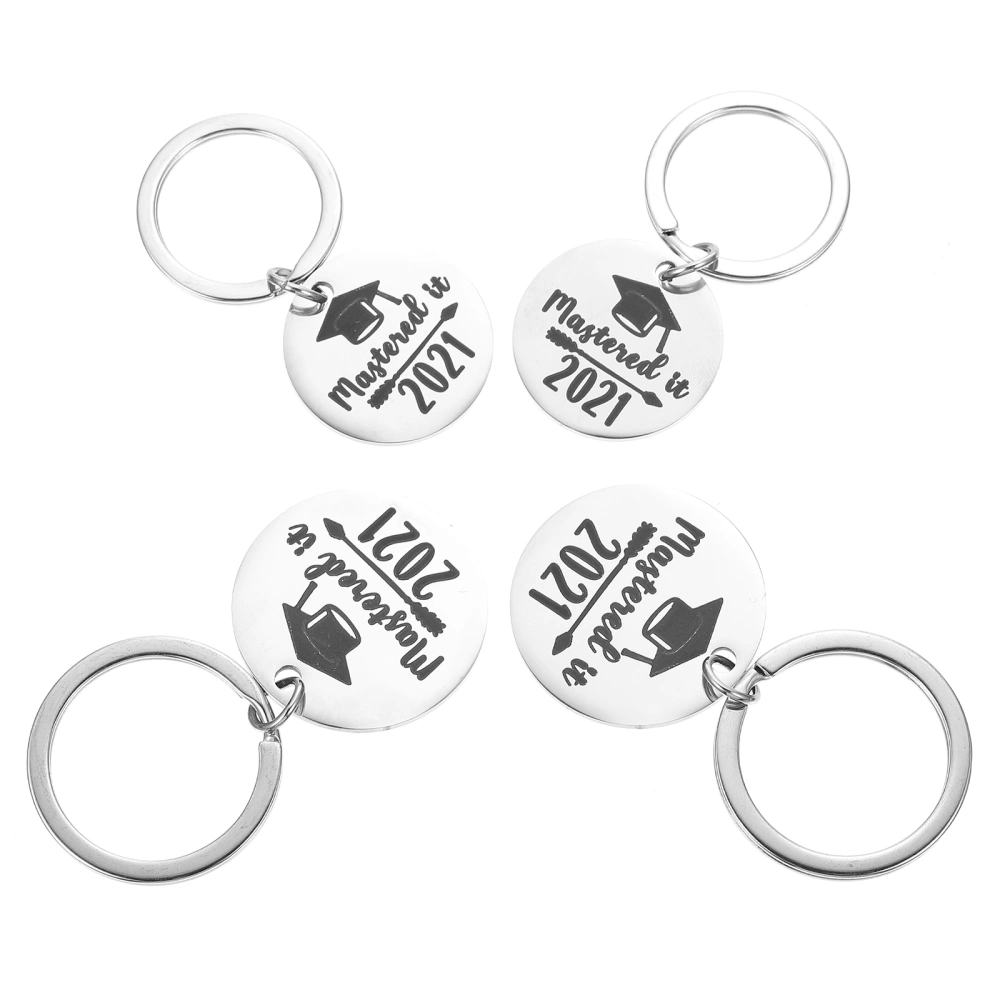 4pcs Exquisite Graduation Key Chain Doctorate Hat Key Ring Gift Hanging Pendant