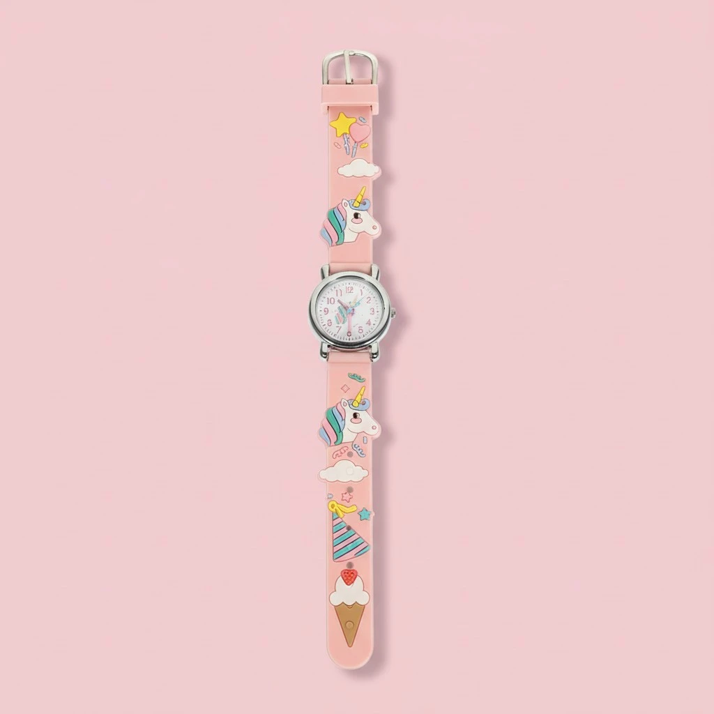 Adorable Unicorn Pattern Watch Colorful Plastic Strap Watch Boy Girl Wrist Watch