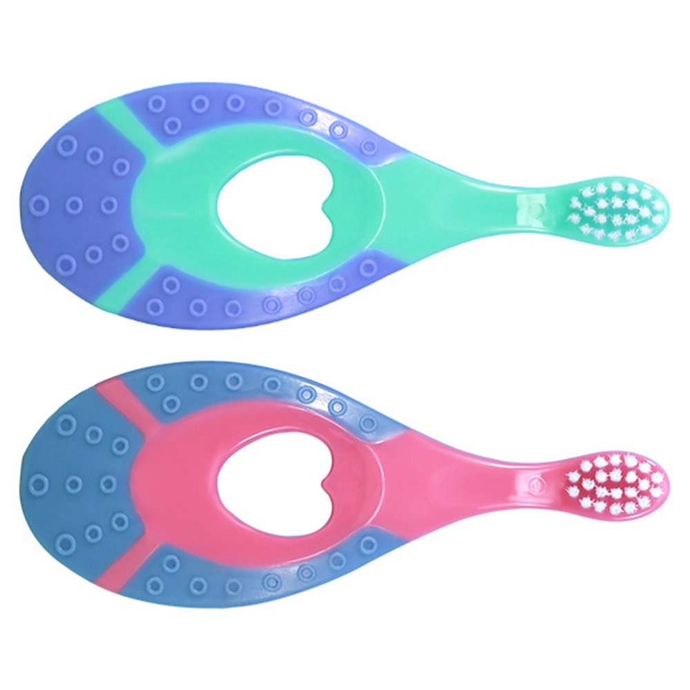 2pcs Newborn Toothbrushes Teeth Cleaning Tools Oral Care Toothbrushes (Random Color)