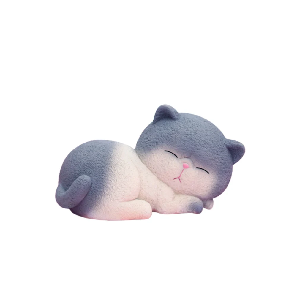 1pc Fat Cat Saving Pot Adorable Coin Bank Resin Money Pot Small Change Organizer for Kids Girls Size M Grey