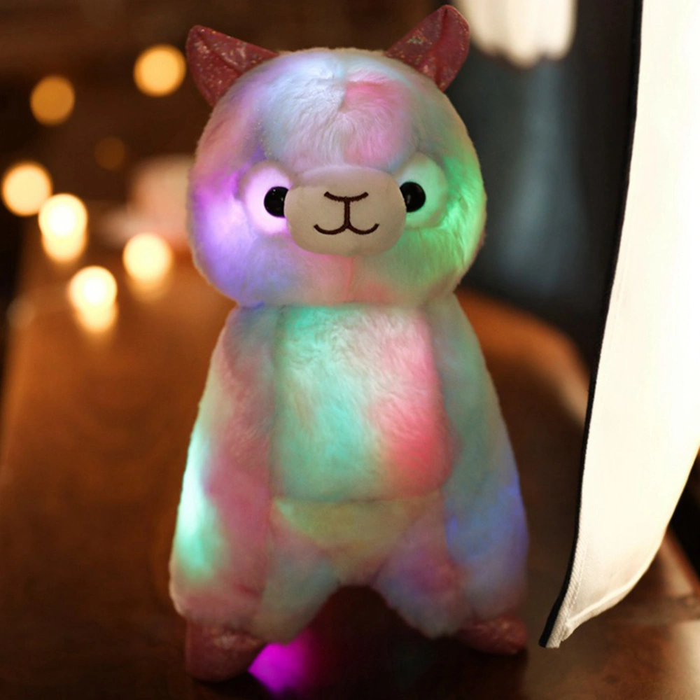 1Pc Supple Plush Colorful Alpaca Doll Lovely Luminous Stuffed Toy Doll Gift