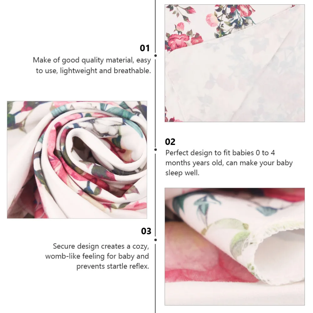 1 Set/2pcs Infant Floral Swaddle Wrap with Headband Set Photography Prop