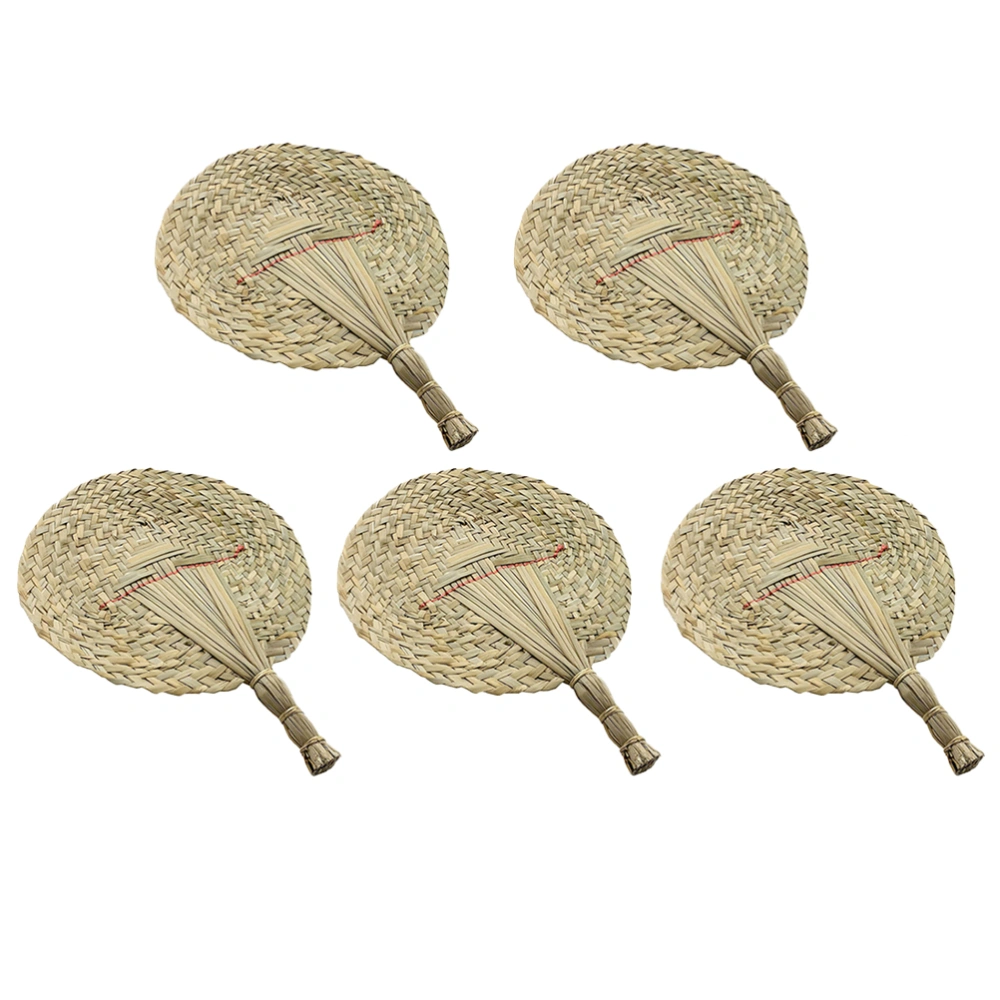 5Pcs Woven Grass Fan Environmental Protection Original Ecology and Pure Handicrafts(As Shown)