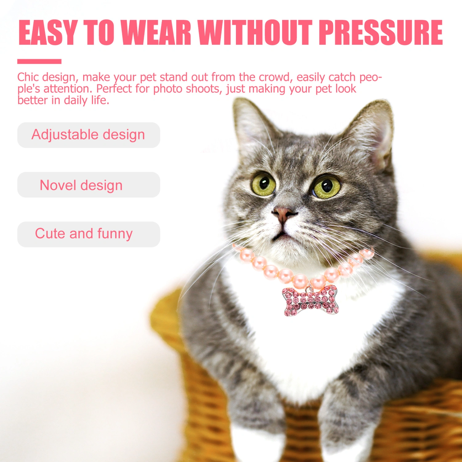 Pet Pearl Necklace Cat Dog Collar Decorative Dog Pearl Necklace Small and Medium Dog Collar