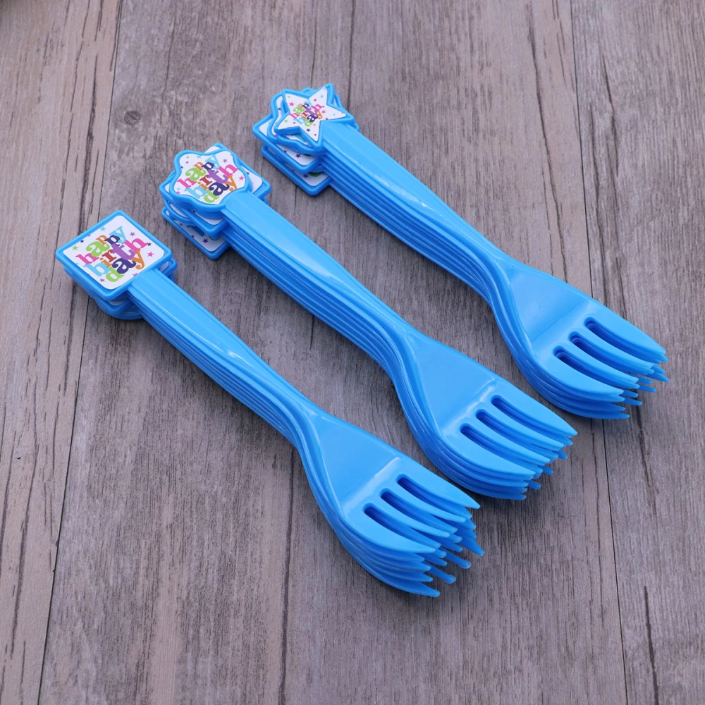 18pcs Children's Forks for Cake Birthday Party Supplies Tableware Cake Forks Carnival (Sky Blue)