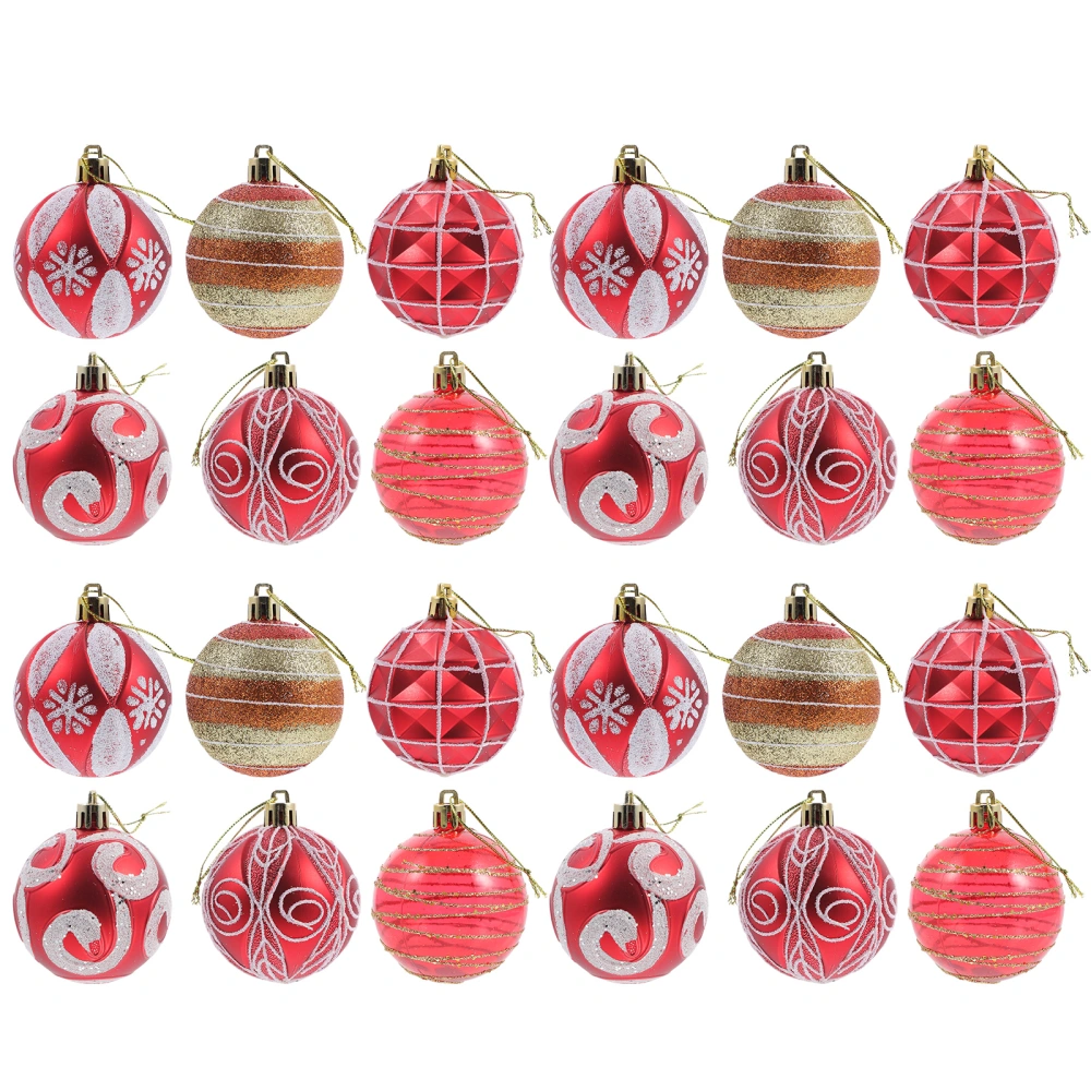 24pcs Christmas Tree Pendants Plastic Ball Pendants Decorative Hanging Balls