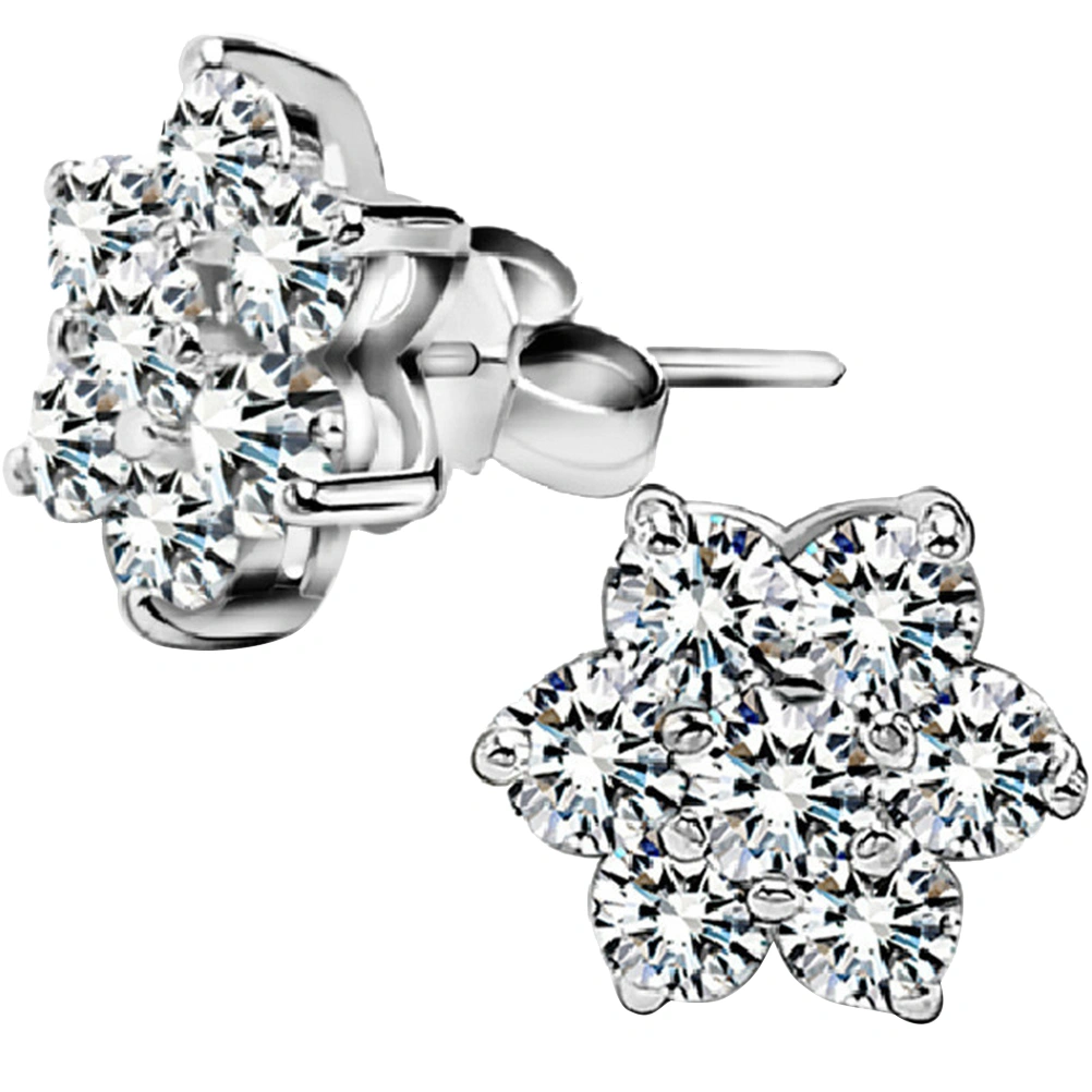 Crystal Snowflake Ear Stud Earrings 925 Sterling Silver Earrings Women Jewelry Accessories