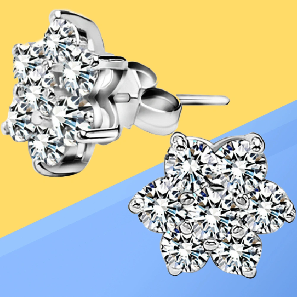 Crystal Snowflake Ear Stud Earrings 925 Sterling Silver Earrings Women Jewelry Accessories