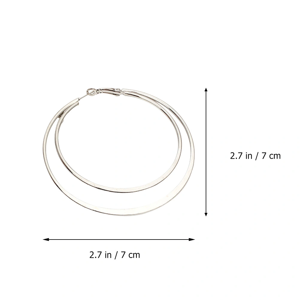 2 Pairs of Geometric Circles Earring Double Layer Ear Ring Exaggerated Earring
