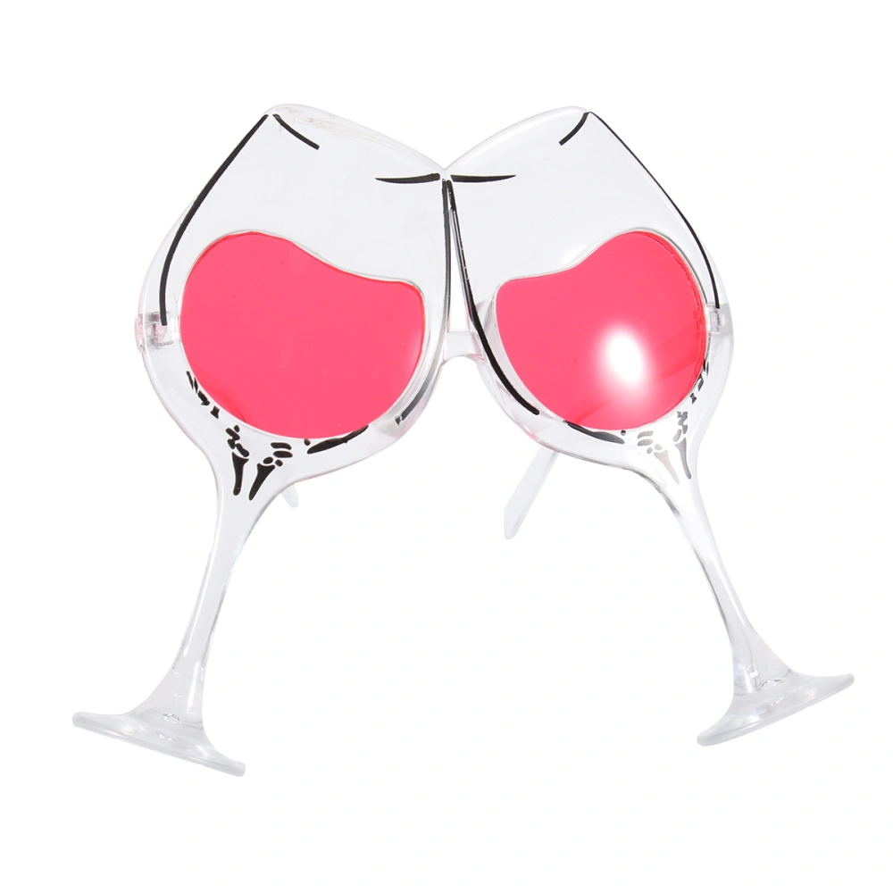 1pc Wacky Glasses Wine Glass Shape Glasses Tool for Decorating Bar Party Night Club Party Funny Programme (Red and White)