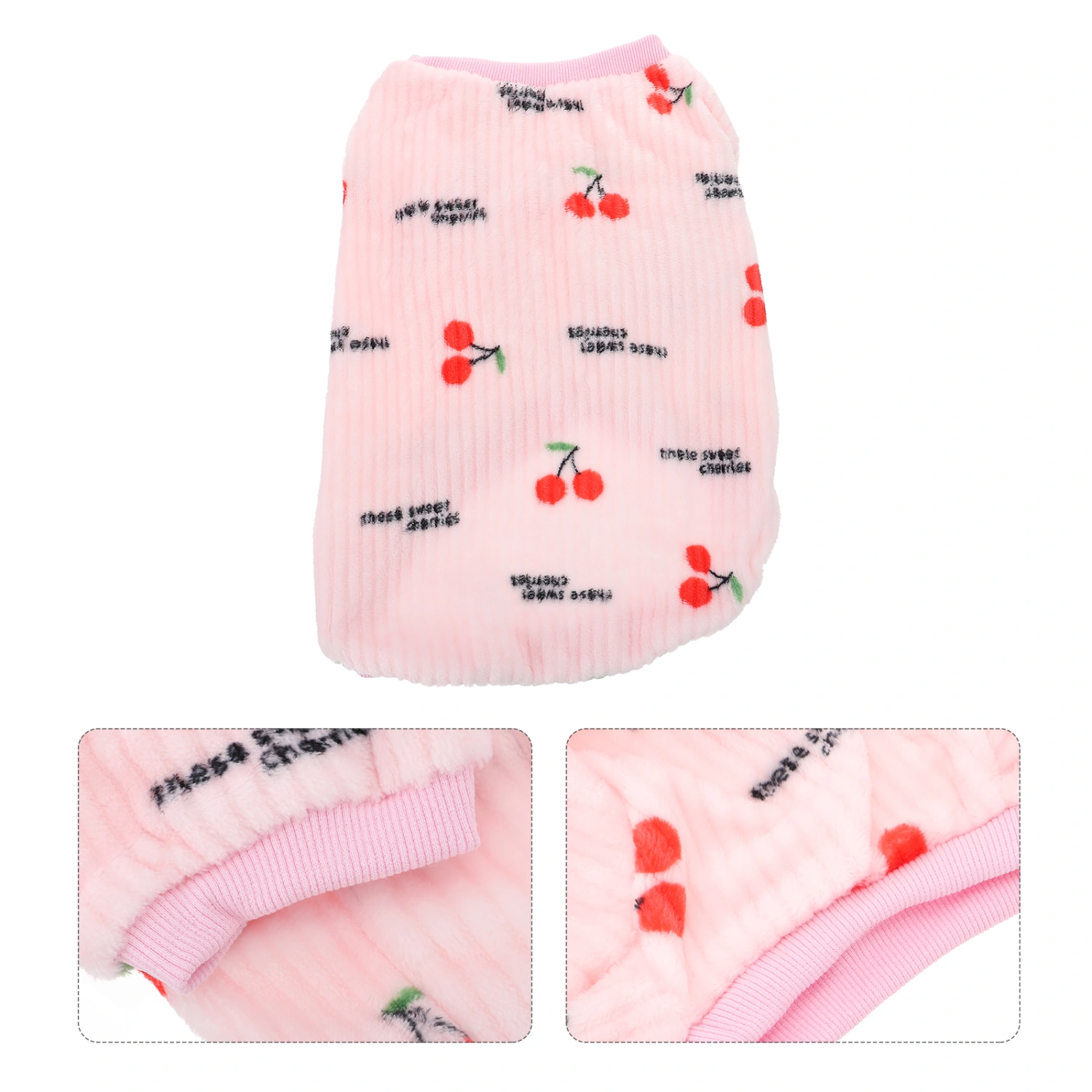 1Pc Stylish Cherry Pattern Dog Vest Cozy Warm Puppy Pet Pullover Winter Clothes