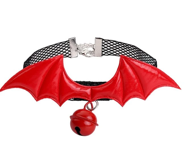 2pcs Separate Type Cat Collar with Bell Adjustable Bat Wing Halloween Cat Collar