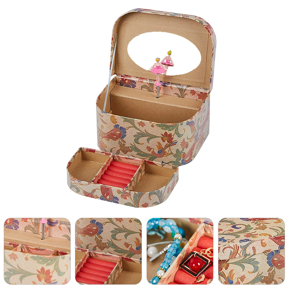 Music Box Girls Jewelry Box Combination Storage Organizer Holder Container