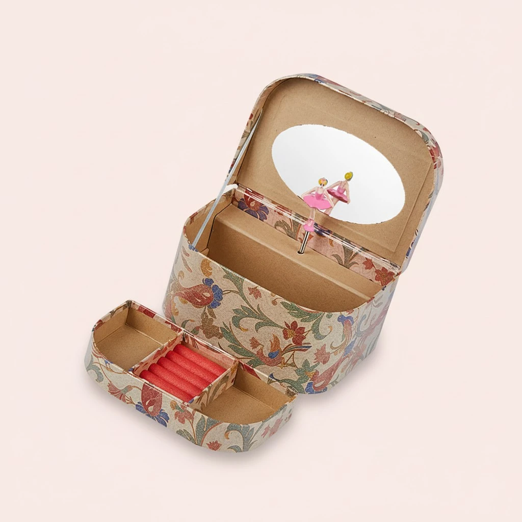 Music Box Girls Jewelry Box Combination Storage Organizer Holder Container