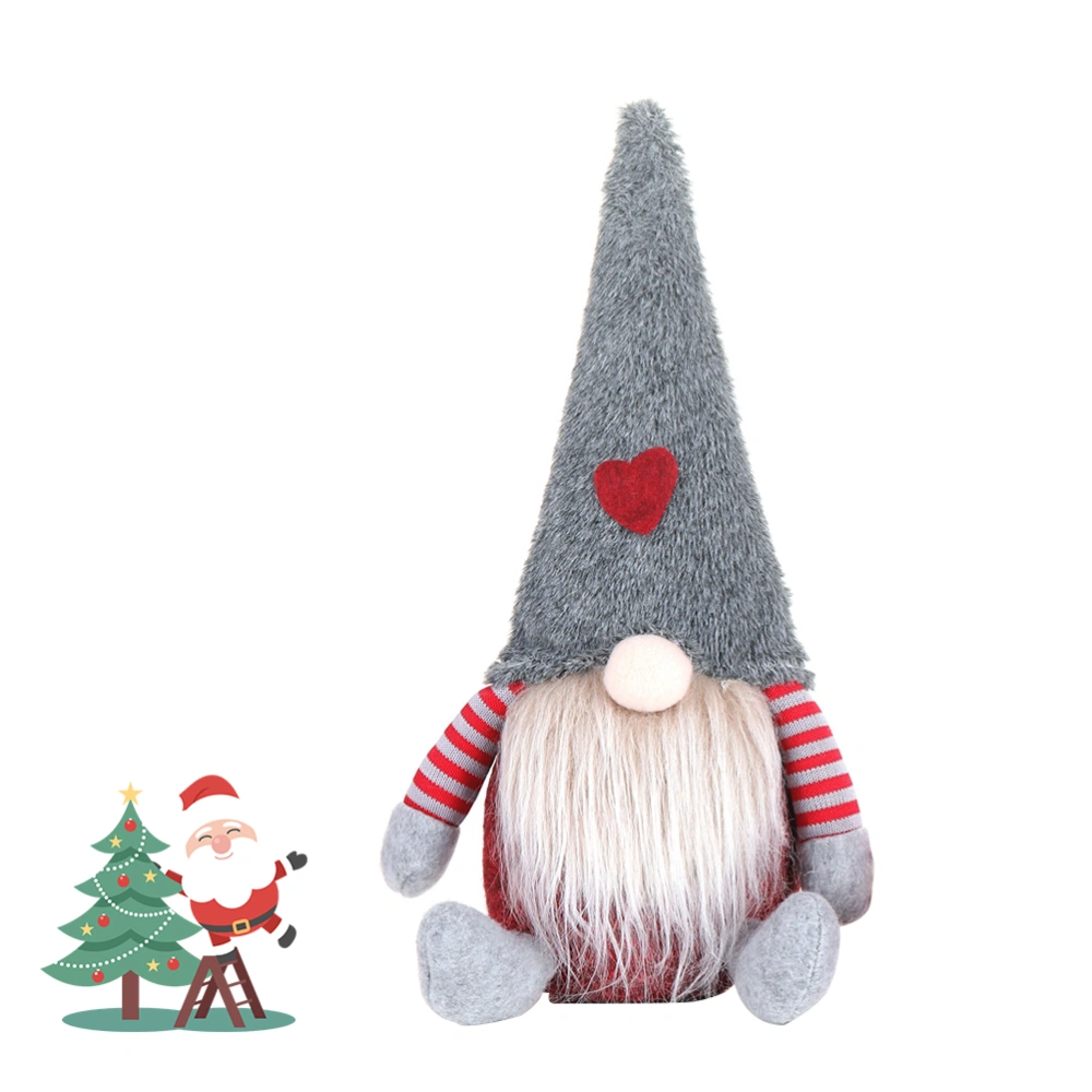 Creative Christmas Faceless Sitting Doll Lovely Xmas No Face Doll Christmas Tree Hanging Pendant Fireplace Window Hanging Ornament (Grey)