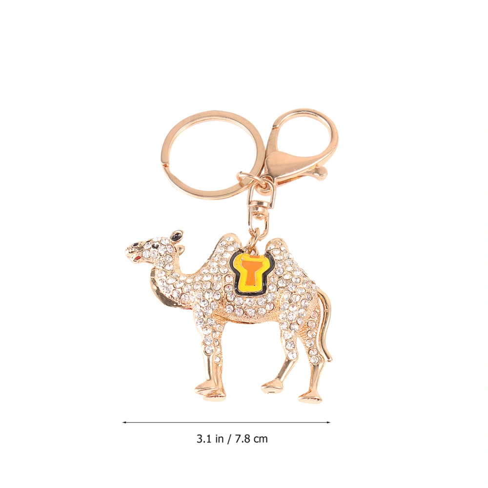 Delicate Rhinestone Key Chain Camel Key Ring Car Keychain Bag Pendant Charm Christmas Birthday Gift (Yellow)