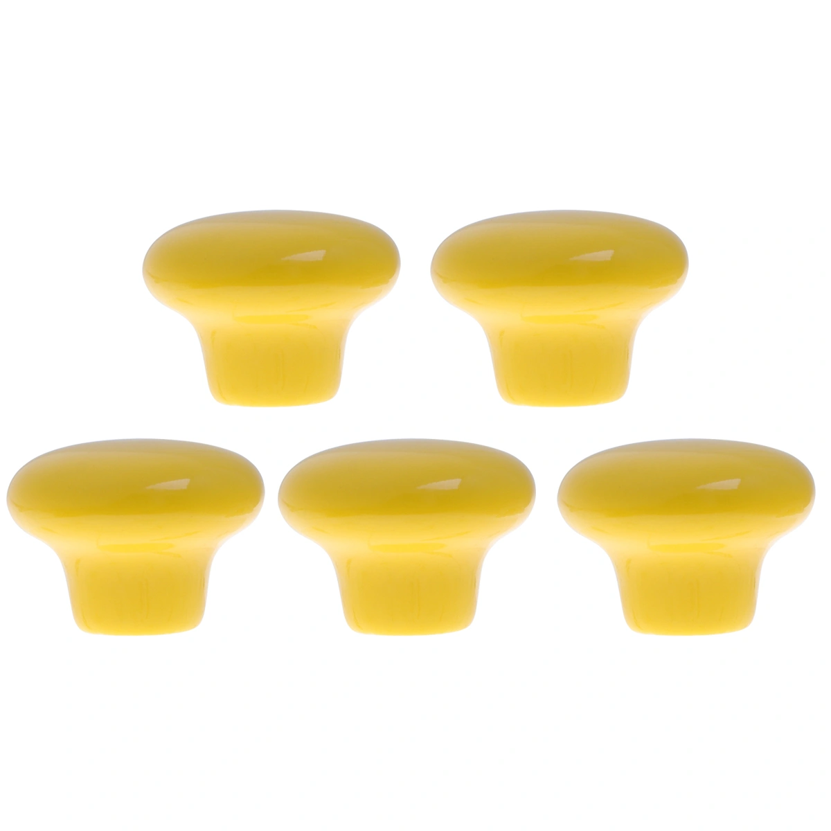5pcs Durable Round Ceramic Kitchen Cupboard Cabinet Drawer Door Knobs Pull Handles - Size S (Yellow)