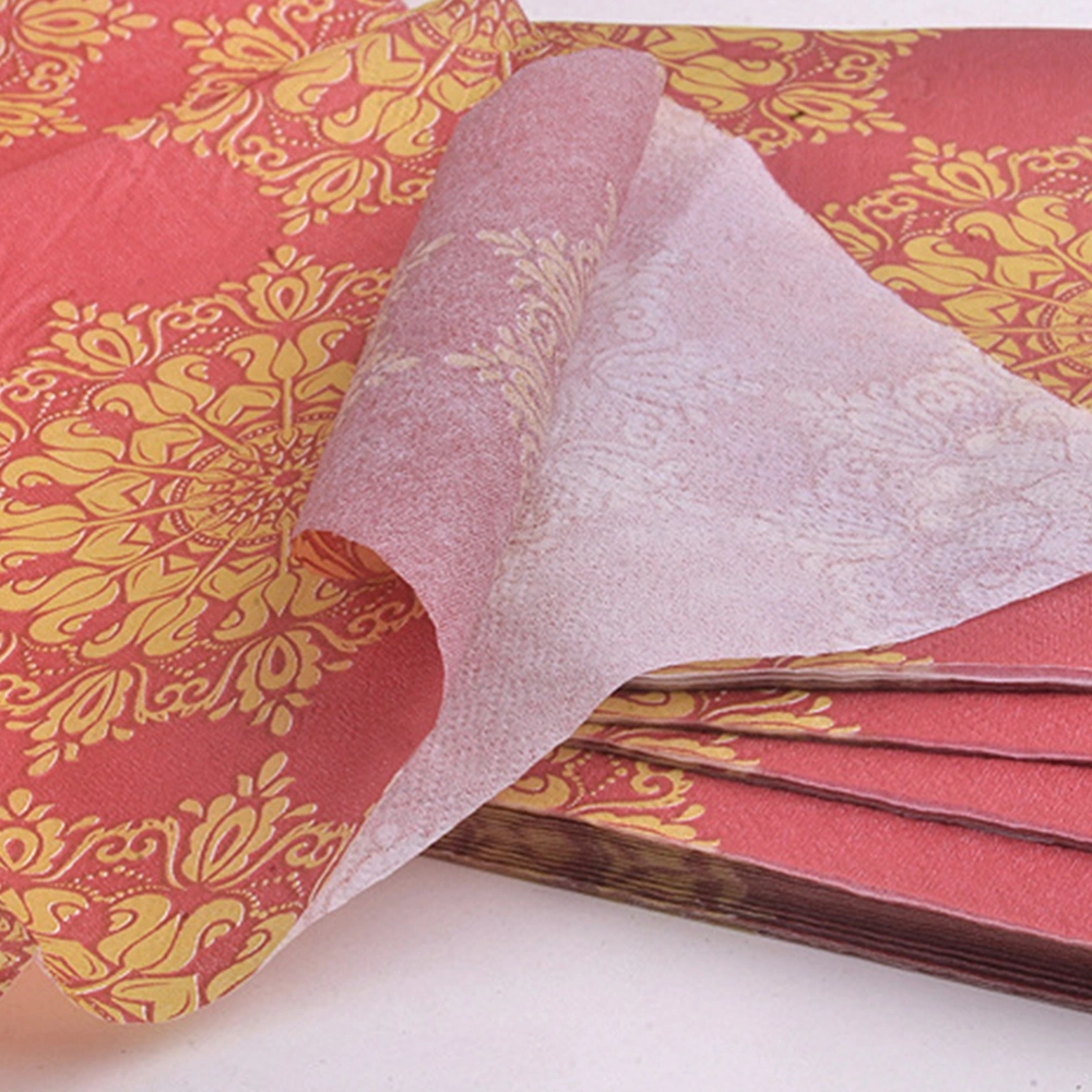 100 Pcs Two Layers Printed Napkin Paper Luncheon Napkin for Wedding Banquet