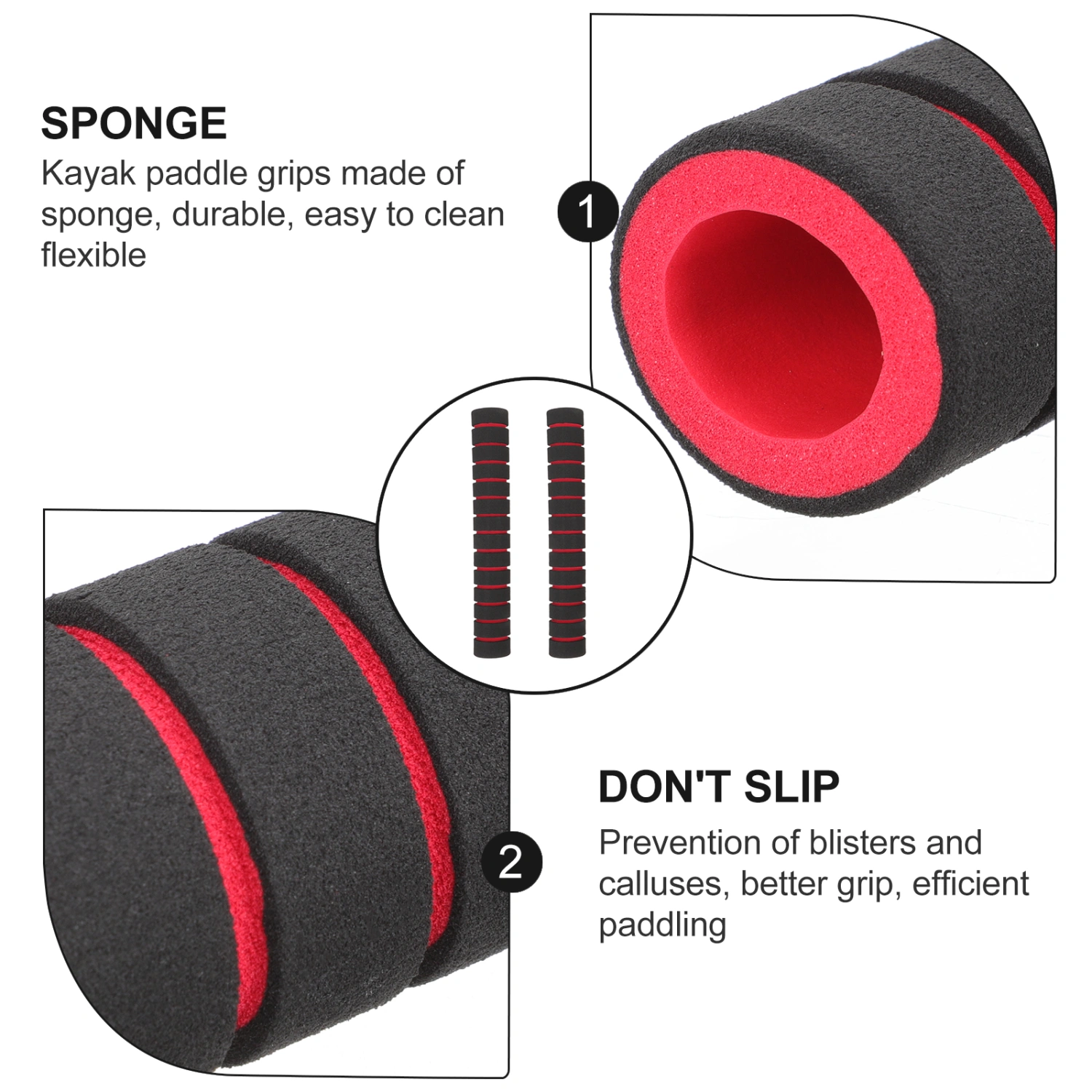1 Pair of Sponge Kayak Paddle Grips Paddle Rod Protective Covers Kayaking Accessories