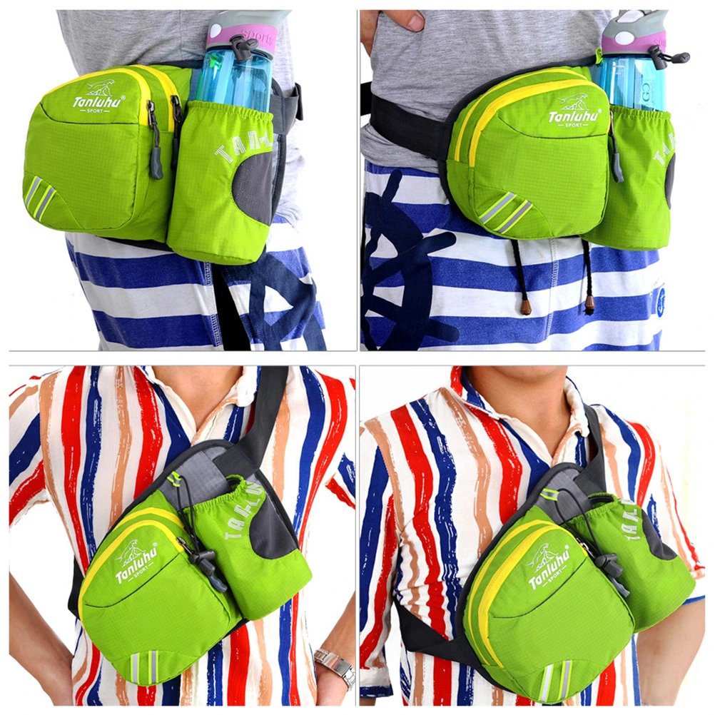 Running Waist Pack Sports Waist Bag Belt Bag with Water Bottle Holder for Travel Hiking Cycling Camping (Green)
