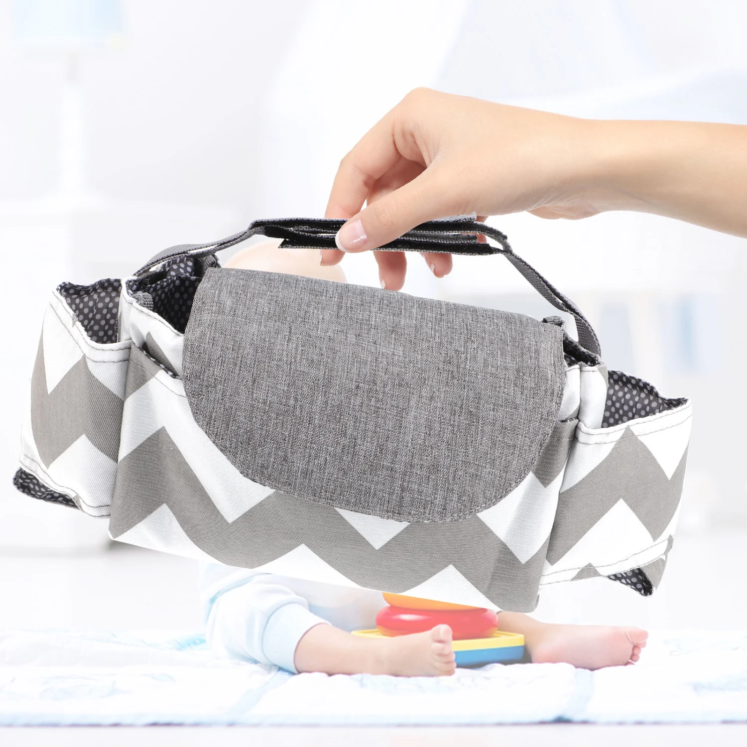 Stroller Caddy Baby Stroller Organizer Baby Bottle Holder Diaper Storage Bag