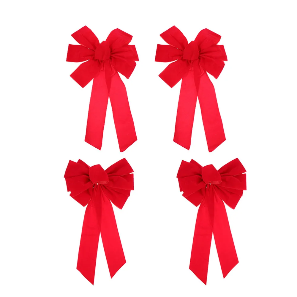 4pcs Xmas Bowknot Adornment Bowknot Decoration Christmas Tree Decor for Party