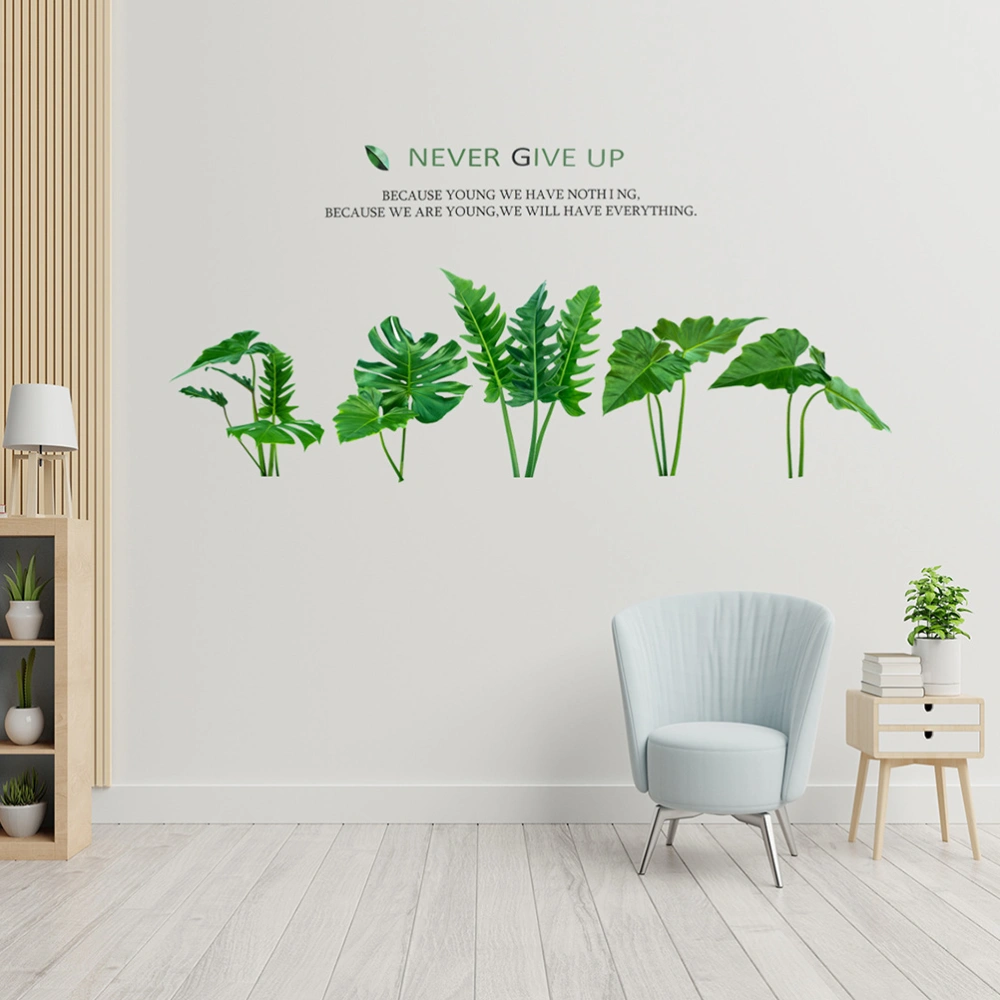 2pcs English Quotes Wall Sticker Creative Green Leaf Wall Decals DIY Room Decals