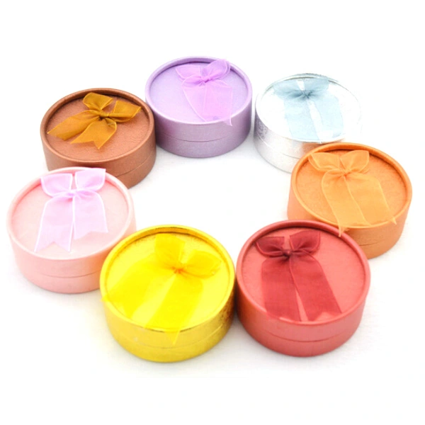 5pcs Round Shaped Jewelry Finger Ring Earring Ear Studs Gift Packing Boxes Storage Cases - Size S (Random Color)