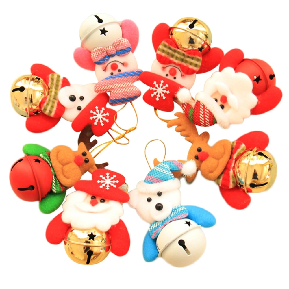 8pcs Christmas Hanging Decorations Bells Fabric Pendants Wall Door Xmas Tree Small Ornaments