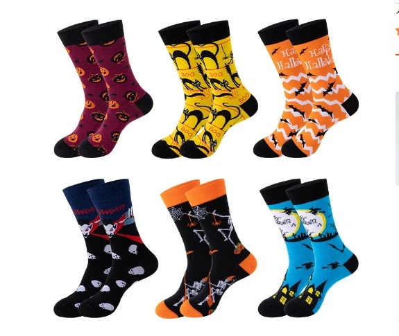 6 Pairs Halloween Socks Spooky Funny Pumpkin Socks Cotton Socks Novelty Clothing for Men Women