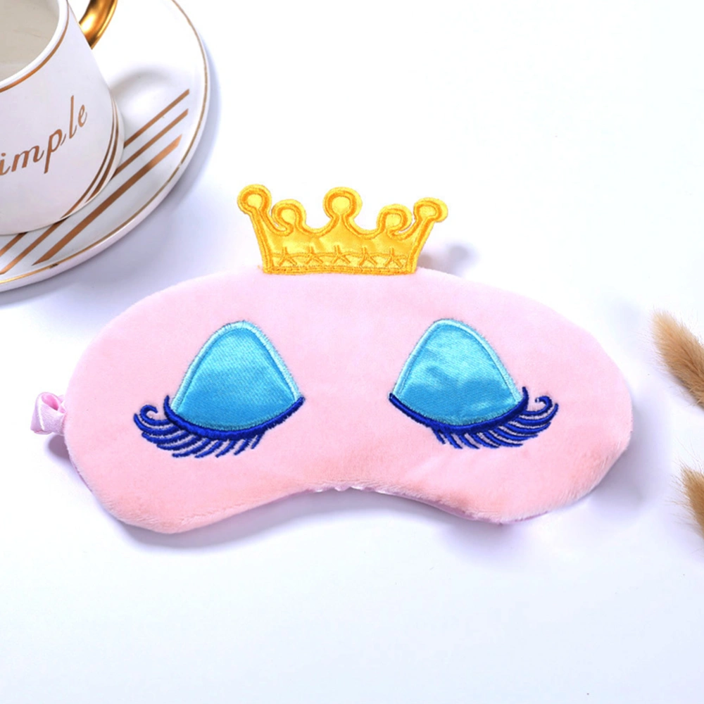 2 Pcs Sleeping Eye Mask Cover Cartoon Crown Blindfold Long Eyelash Sleeping Aceessory Light Shading Patch for Women Girls (Pink)