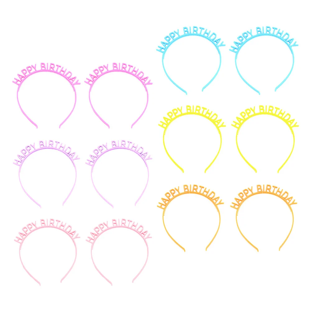 12Pcs Happy Birthday Headbands Decorative Hair Hoops Hairband for Birthday Party