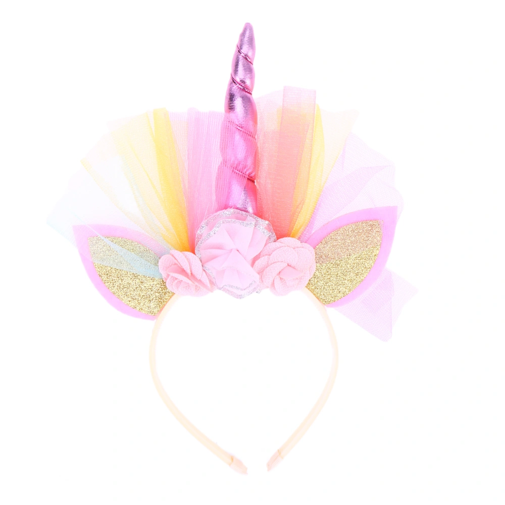 Girl Unicorn Hair Fairy Headband Topknot Birthday Party Decor (Rose Gold)