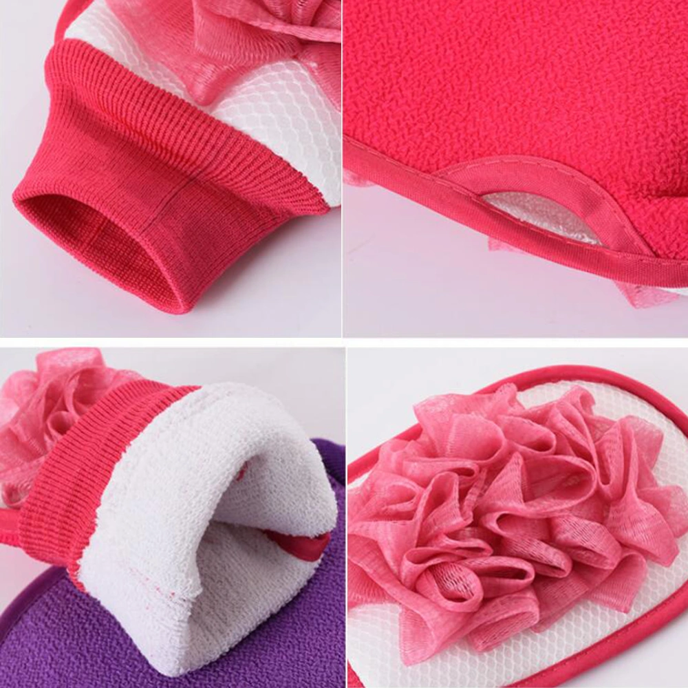 3pcs Bath Ball Gloves Double Side Exfoliating Body Scrub Gloves for Men Women Red Purple Blue for Each 1pc