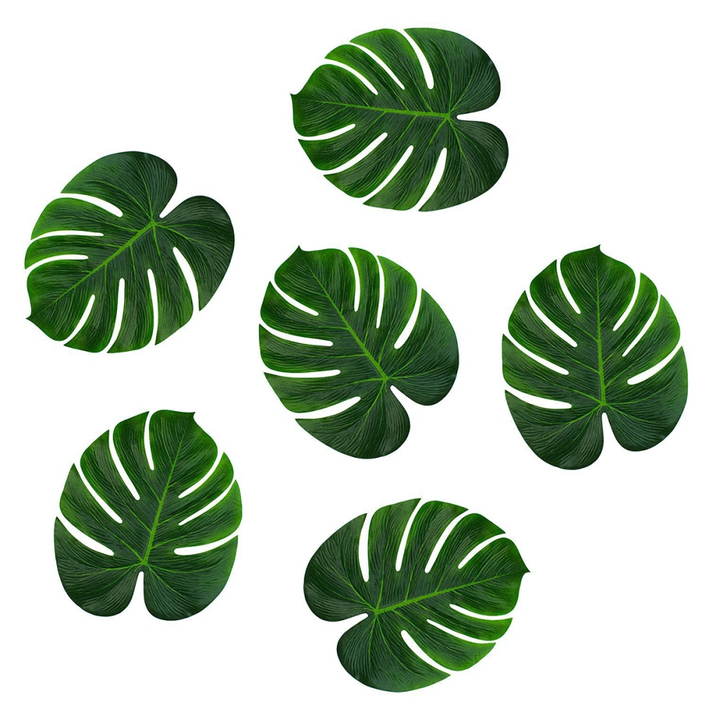 24pcs Green Simulation Flowers Artificial Plants Fake Monstera Leaves Home Decoration (Medium Size Turtle leaf)