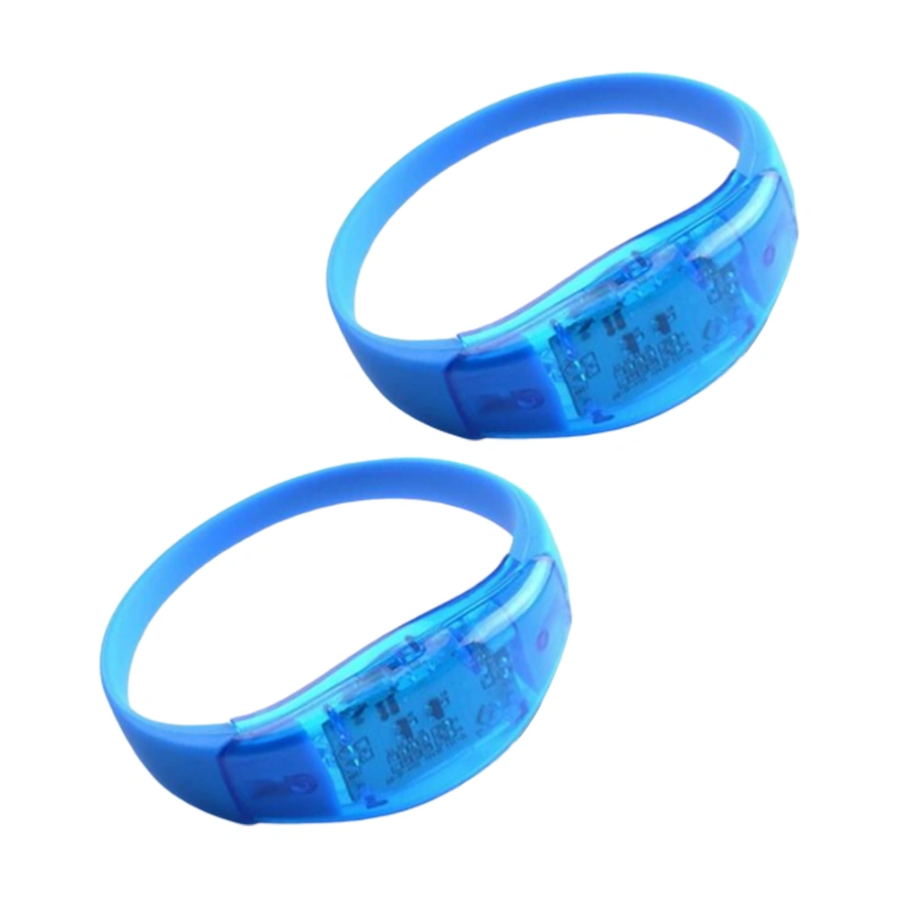 2pcs Luminous Bracelet LED Flash Bracelet Toy Concert Voice Control Bracelet Wristbands Party Supplies for Concerts (Blue)