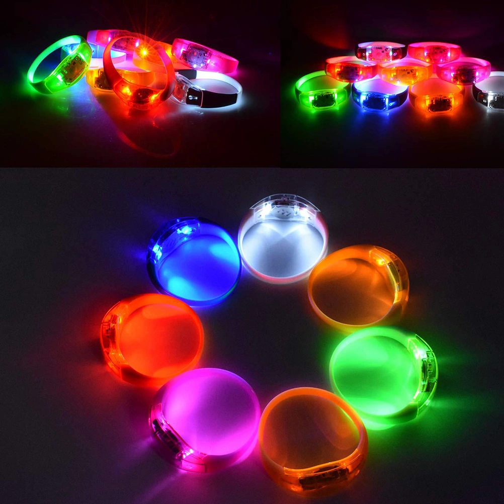 2pcs Luminous Bracelet LED Flash Bracelet Toy Concert Voice Control Bracelet Wristbands Party Supplies for Concerts (Blue)