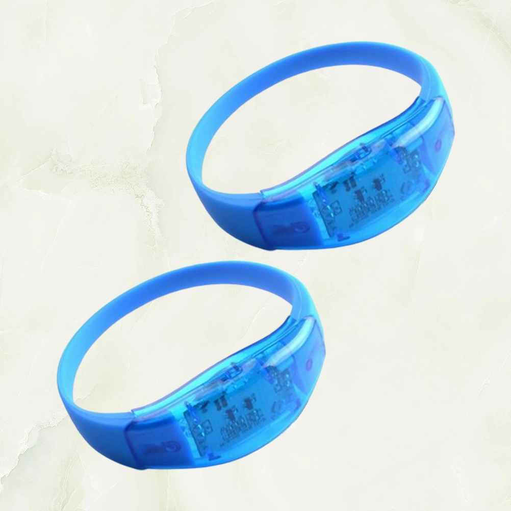 2pcs Luminous Bracelet LED Flash Bracelet Toy Concert Voice Control Bracelet Wristbands Party Supplies for Concerts (Blue)