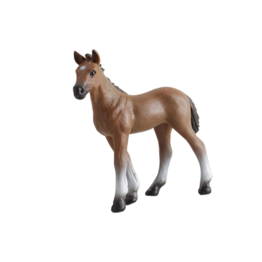 1PC Simulation Horse Model Plastic Animal Ornament Desktop Adornment Kids Toy for Home Shop(Light Brown)