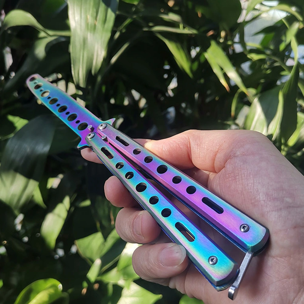 1Pc Blunt Balisong Unsharpened Cutter Colorful Balisong Practice Tool