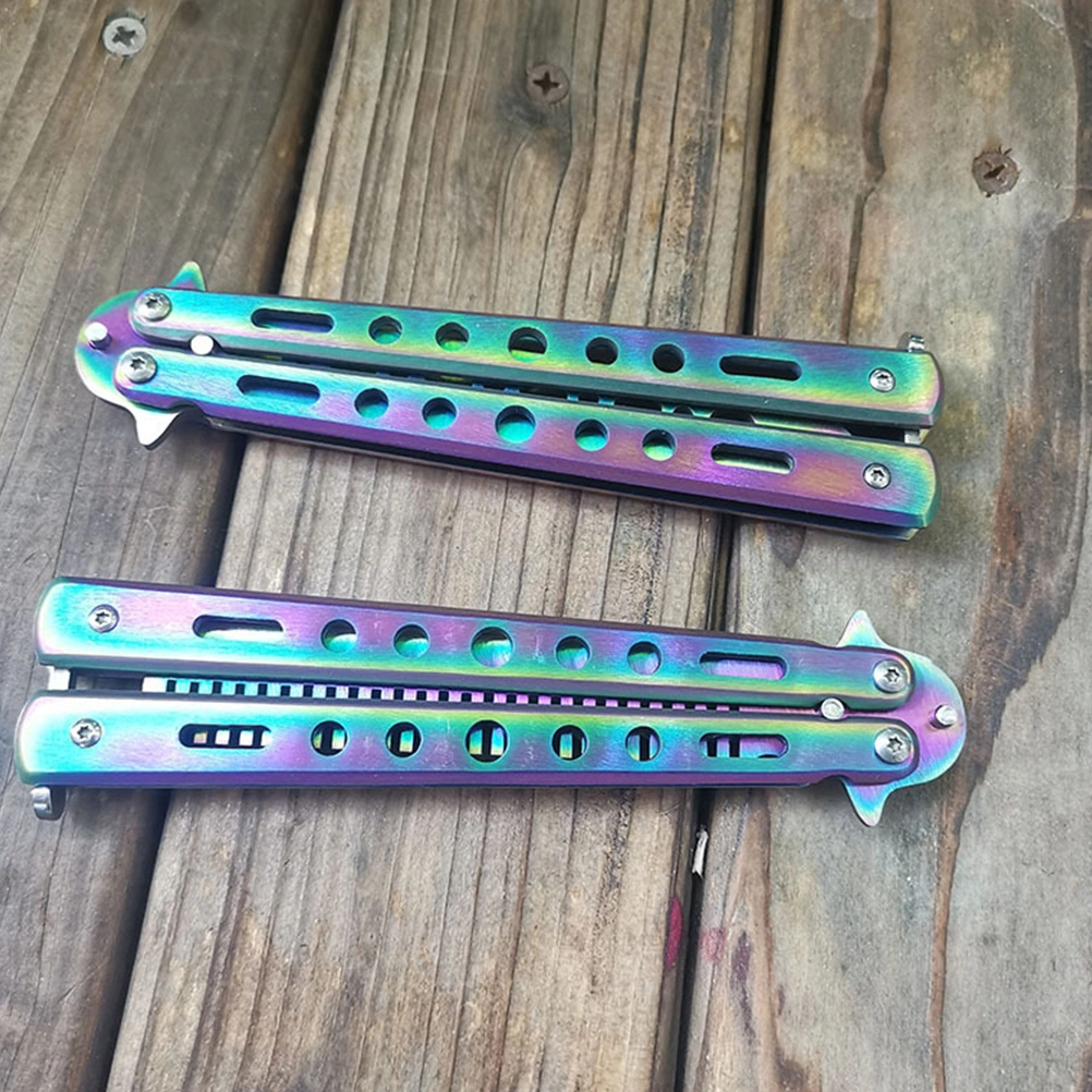 1Pc Blunt Balisong Unsharpened Cutter Colorful Balisong Practice Tool