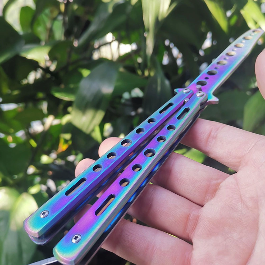 1Pc Blunt Balisong Unsharpened Cutter Colorful Balisong Practice Tool