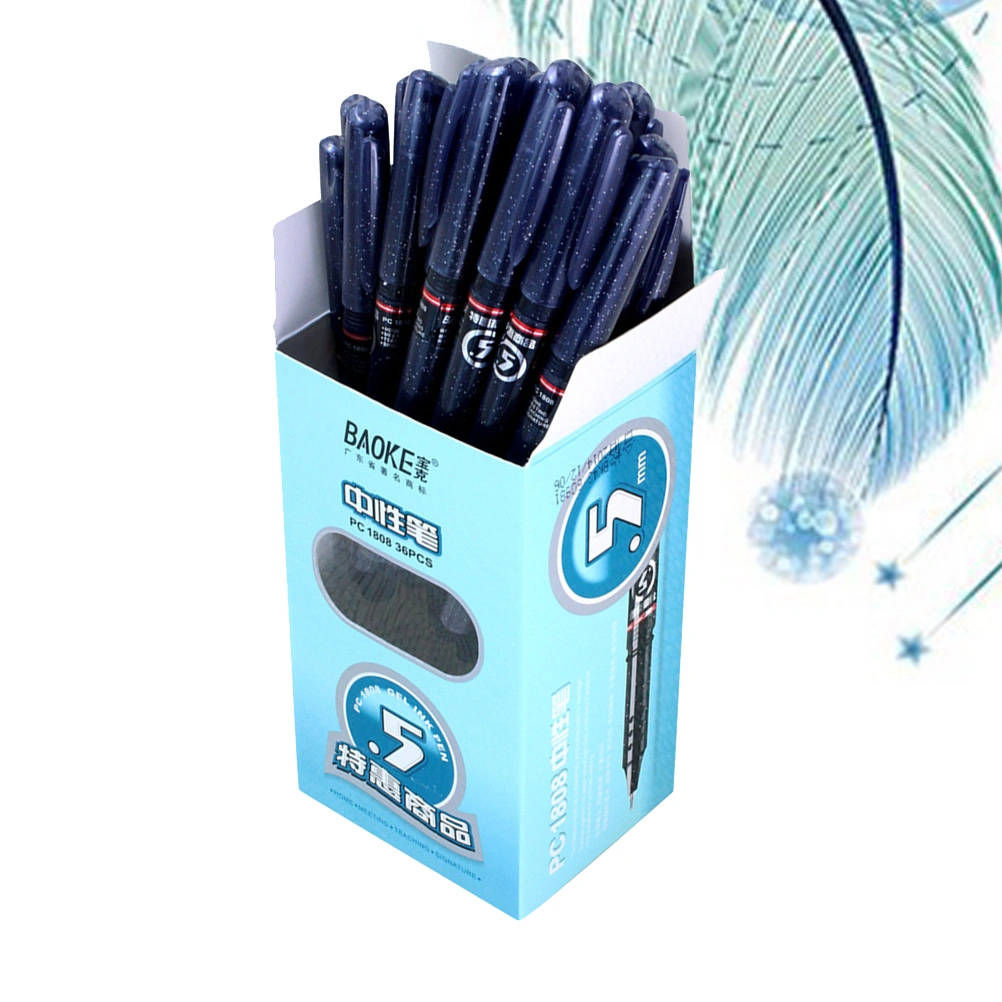 36pcs Black Ink Gel Pens Fine Point Roller Pens Office Supplies Students Stationery