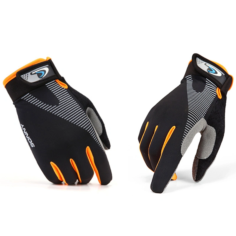 Cycling Nonslip Full Fingers Gloves Mountain Bike Gloves Road Racing Gloves for Outdoor Tactical Riding Sports Size L (Black & Orange)