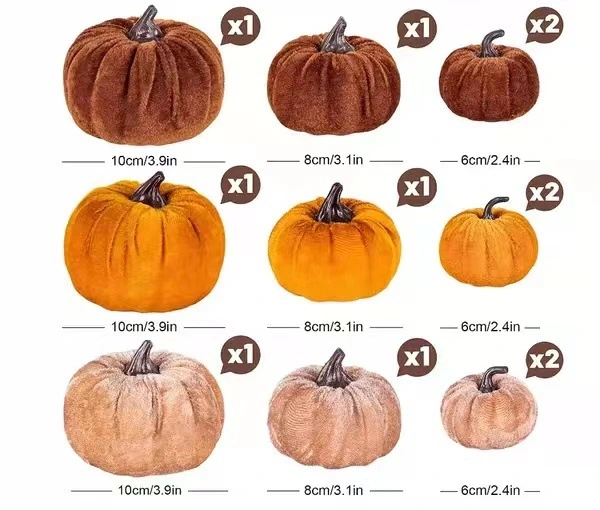 12pcs Simulation Flannelette Pumpkin Model Halloween Pumpkin Decorations Fall Pumpkin