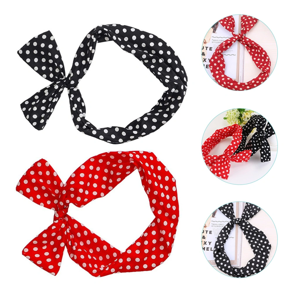 2pcs Dot Headbands Makeup Hairbands Girl Headbands Wide Headbands for Women