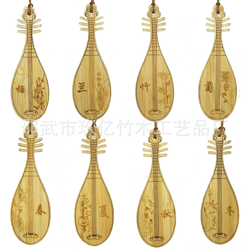  Exquisite Musical Instrument Bookmark Creative Wooden Bookmark Pipa Shape Bookmark