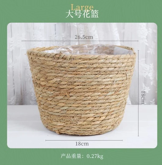 2Pcs Woven Planter Basket Straw Woven Flower Basket Farmhouse Basket Flower Arrangement Basket