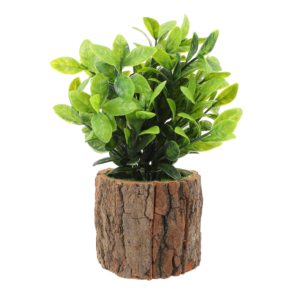 1Pc Artificial Wooden Pot Potted Plant Home Office Garden Decor Potted Plant