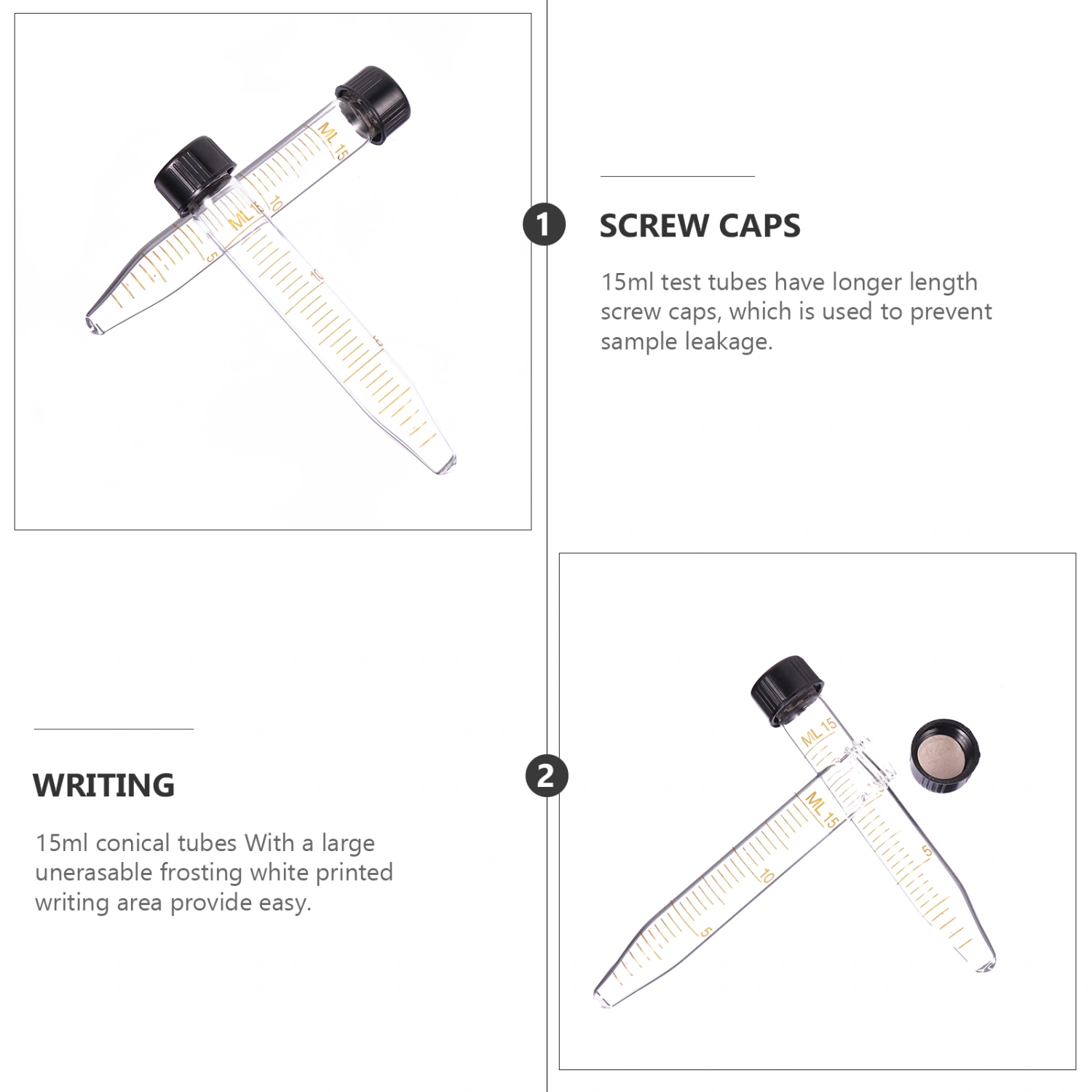 10pcs 15ml Conical Centrifuge Tube with Screw Glass Vial Tube for Laboratory